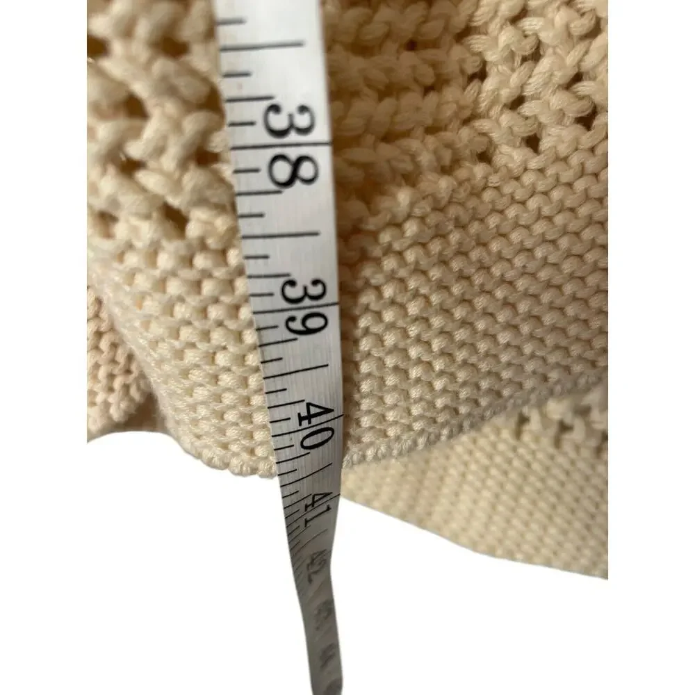 Gap Kids Sweater Size XXL Beige Chunky Open Knit One Button Pocket Long Cardigan
